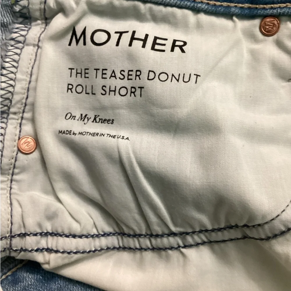 The Teaser Donut Roll Denim Shorts in On My Knees - Picture 6 of 8